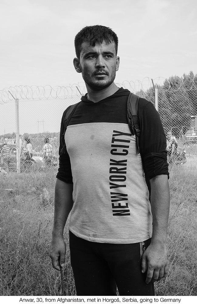 Afghan refugee in Horgoš, Serbia, on the highway border cross to Roszke, Hungary